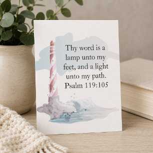 Religious Psalm Watercolor Lighthouse Postcard