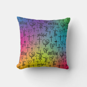 Religious Rainbow Cross Pattern Cushion