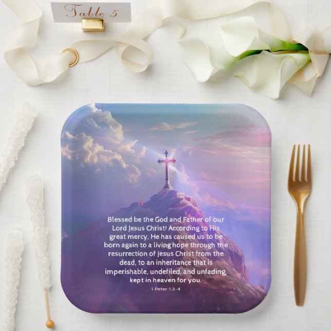 Religious Resurrection Day Cross Party  Paper Plate (Wedding)