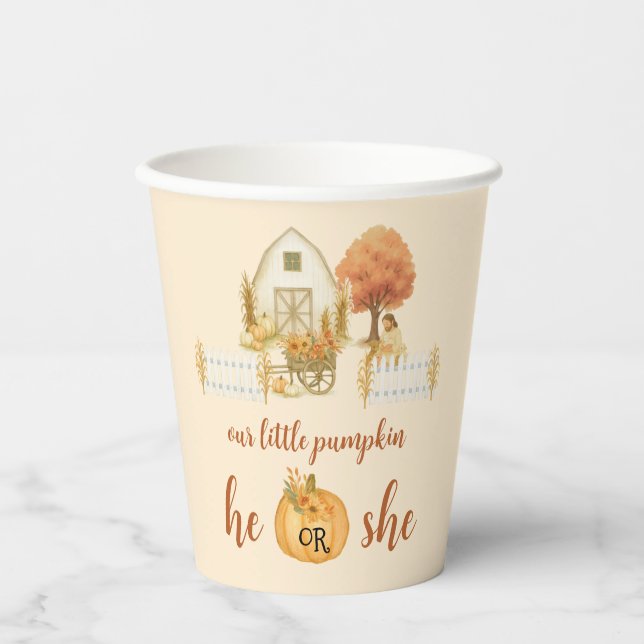 Religious Rustic Fall Gender Reveal Paper Cups (Front)
