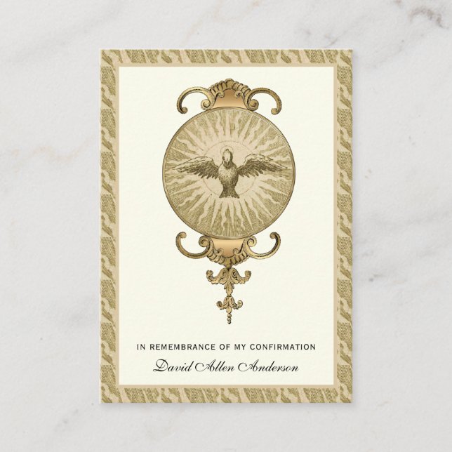 Religious Sacrament Confirmation Gold Holy Card -- (Front)