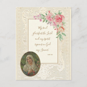 Religious Scripture Verse Virgin Mary Floral Postcard