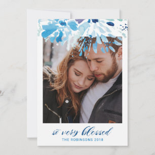 Religious So Very Blessed Modern Christmas Photo Holiday Card