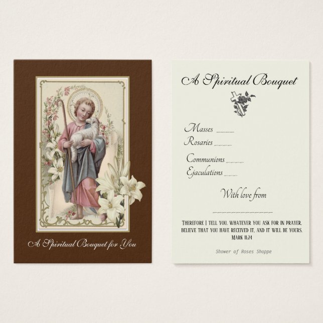 Religious Spiritual Bouquet Prayer Holy Card (Front & Back)