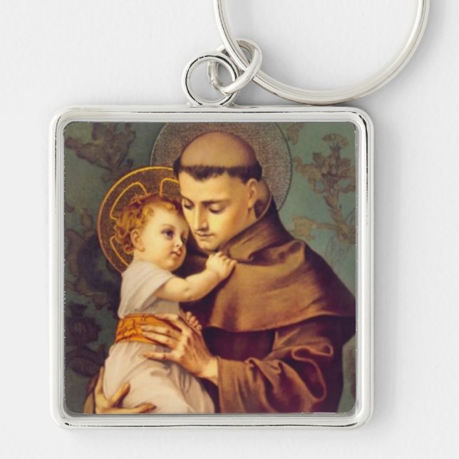 Religious St. Anthony Baby Jesus Vintage Key Ring (Front)