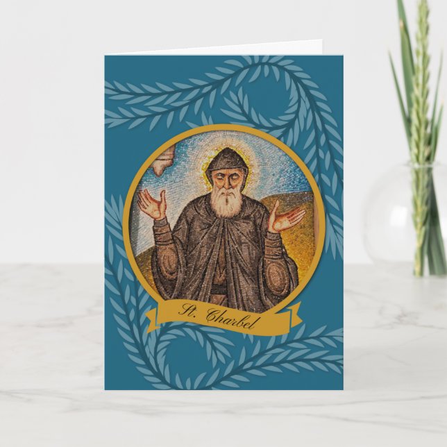 Religious St. Charbel Sharbel Catholic Prayer Card (Front)
