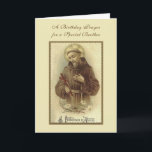 Religious St. Francis Catholic Brother Birthday Card<br><div class="desc">Featuring a beautiful birthday card with a traditional Catholic religious image of St. Francis of Assisi adoring the Crucifix. All text and fonts can be modified for any special occasion or person.</div>