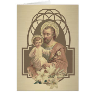 Religious St. Joseph Baby Jesus Gold Elegant