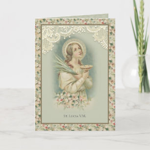 Religious St. Lucy Catholic Prayer Eyes Vintage Card