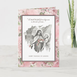Religious St. Therese Catholic Nun Floral Card