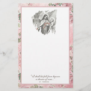 Religious St. Therese Catholic Roses Floral Card