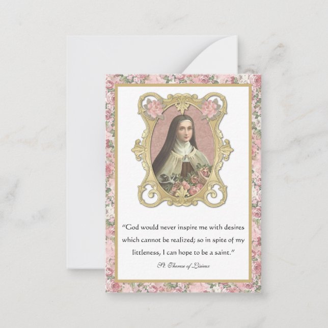 Religious St. Therese Elegant Prayer Roses Note  Card (Front)