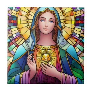 Religious Stained Glass Ceramic Tile