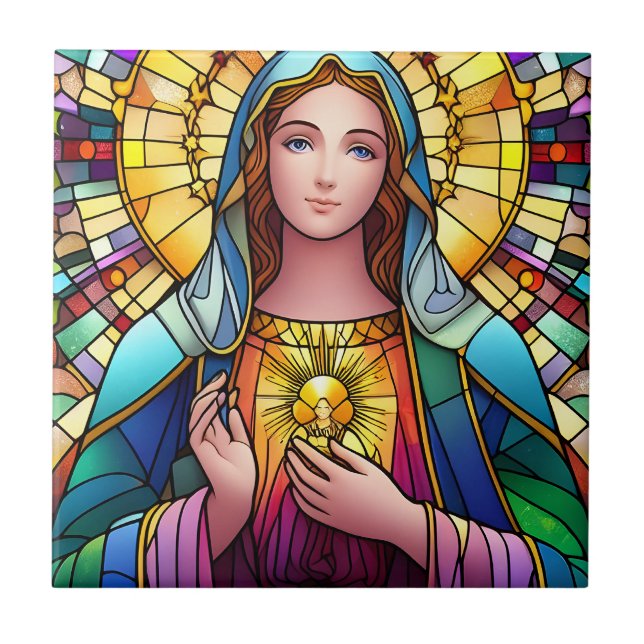 Religious Stained Glass Ceramic Tile (Front)