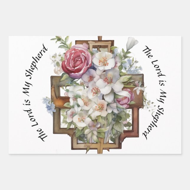 Religious Symbols and Verses for Sympathy Wrapping Paper Sheet (Front)