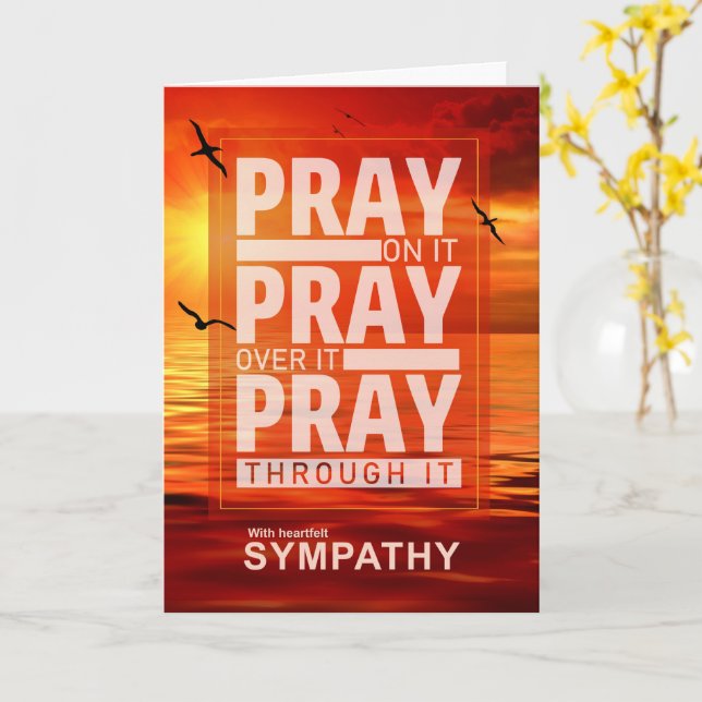 Religious Sympathy Sunset Ocean Pray Through It Card (Yellow Flower)