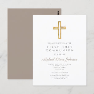 Religious Taupe Beige Boy First Communion Postcard