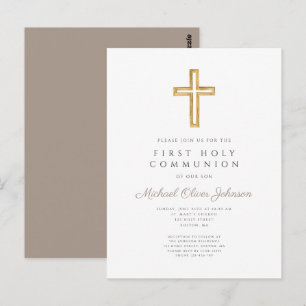 Religious Taupe Beige Boy First Communion  Postcard