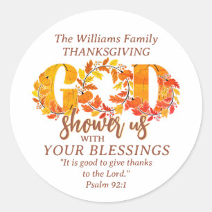 Religious Thanksgiving Dinner Faith Bible Quote Classic Round Sticker