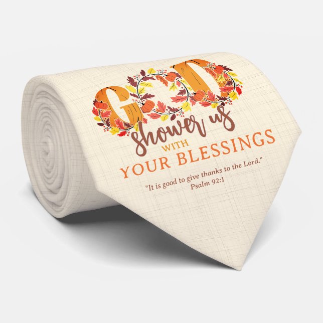 Religious Thanksgiving Dinner Faith Bible Quote Tie (Rolled)