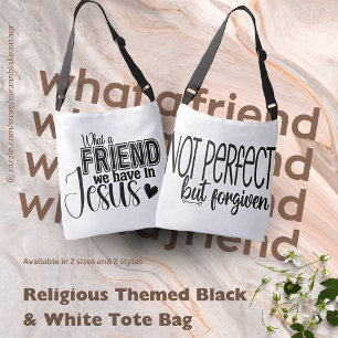 Religious Themed Black & White Tote Bag