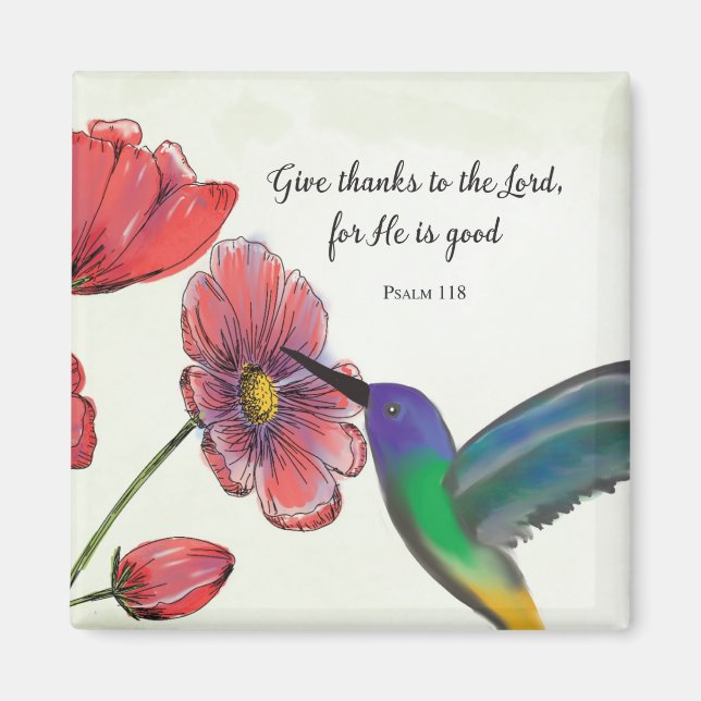 Religious Thinking of You Flowers with Hummingbird Magnet (Front)