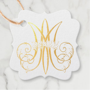 Religious Traditional Catholic Marian Monogram "M" Favour Tags
