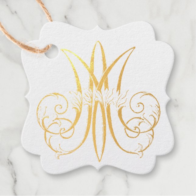Religious Traditional Catholic Marian Monogram "M" Favour Tags (Front)