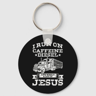 Religious Trucker Truck Driver Run On Caffeine Lot Key Ring