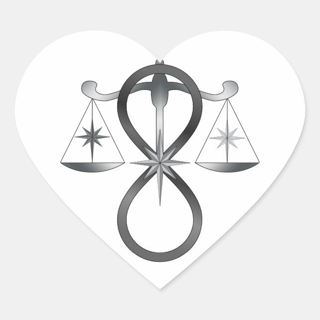 Religious Unity God Symbol Pagan Monochrome Heart Sticker (Front)