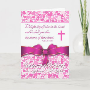 Religious Valentine for Pastor & Wife, Psalm 37:4 Holiday Card
