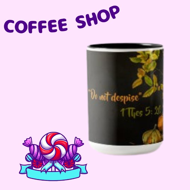 Religious Verse Green Leaves Orange Pumpkin  Two-Tone Coffee Mug (Creator Uploaded)