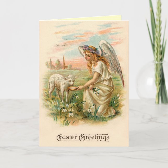 Religious Vintage Easter Angel Card (Front)
