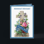 Religious Vintage Easter Floral Cross Blessings Ho Holiday Card<br><div class="desc">This is a beautiful vintage religious floral cross with a banner that says CHRIST IS RISEN.  The inside text may be modified.</div>