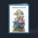 Religious Vintage Easter Floral Cross Blessings Ho Holiday Card<br><div class="desc">This is a beautiful vintage religious floral cross with a banner that says CHRIST IS RISEN.  The inside text may be modified.</div>