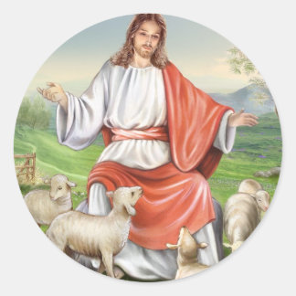 Religious vintage Easter, Jesus the shepherd Classic Round Sticker