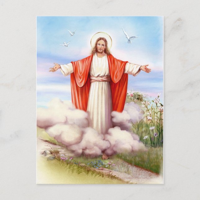 Religious vintage Easter, Jesus the shepherd Holiday Postcard (Front)