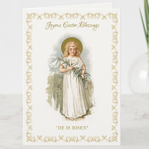 Religious Vintage Happy  Easter Virgin Mary Pascha Card