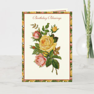 Religious Vintage Roses Marian Cross Card