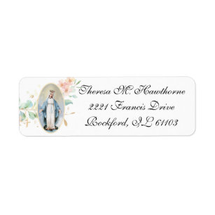 Religious Vintage Virgin Mary Floral Elegant Label Return Address Label