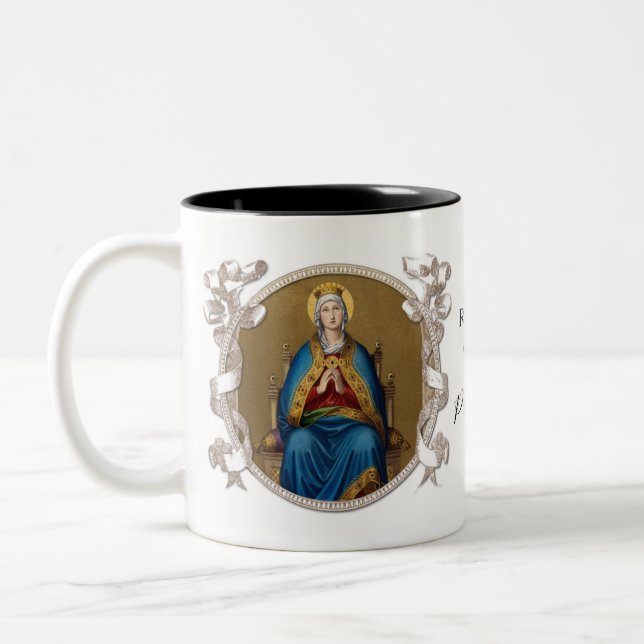 Religious Virgin Mary Catholic Regina Coeli Two-Tone Coffee Mug (Left)