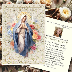 Religious Virgin Mary Funeral Prayer Card