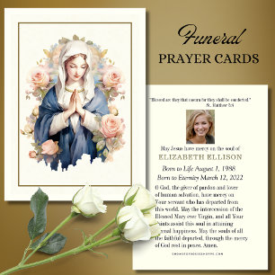 Religious Virgin Mary Funeral Prayer Card