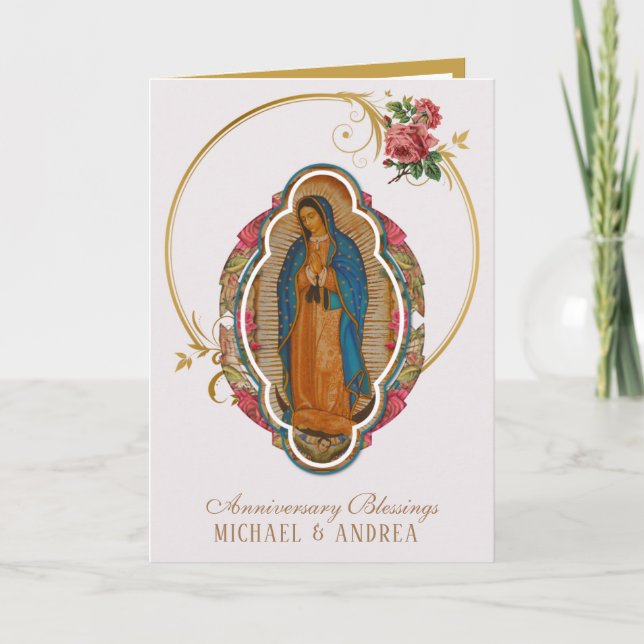 Religious Virgin Mary Guadalupe Anniversary Card (Front)