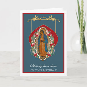 Religious Virgin Mary Guadalupe Spanish Roses Card