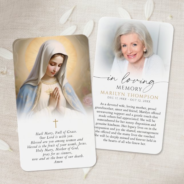 Religious Virgin Mary In Memory Cross Prayer Card (Creator Uploaded)