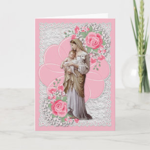 Religious Virgin Mary Jesus Catholic Birthday Holiday Card