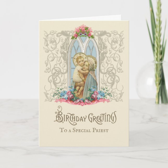 Religious Virgin Mary Jesus Catholic Priest Card (Front)