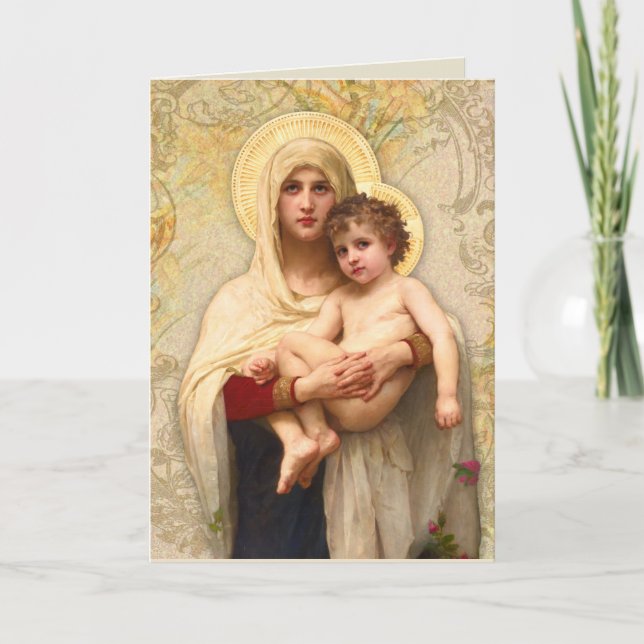 Religious Virgin Mary Jesus Catholic Vintage Card (Front)