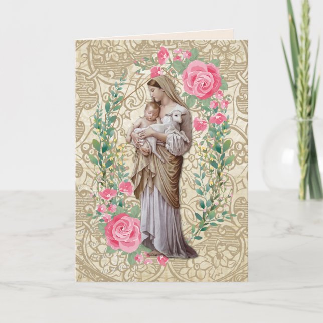Religious Virgin Mary Jesus Lamb Chalice Bible Card (Front)